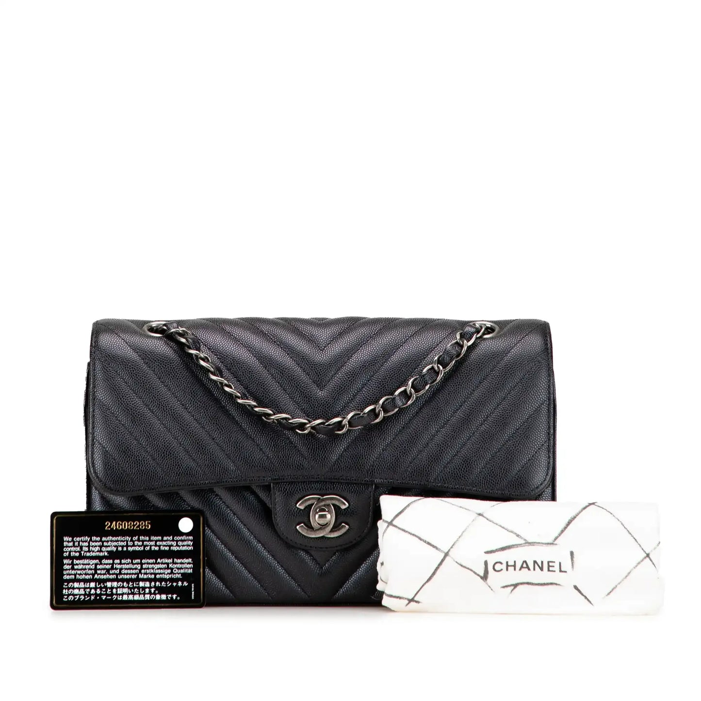 Chanel Medium Classic Chevron Caviar Double Flap