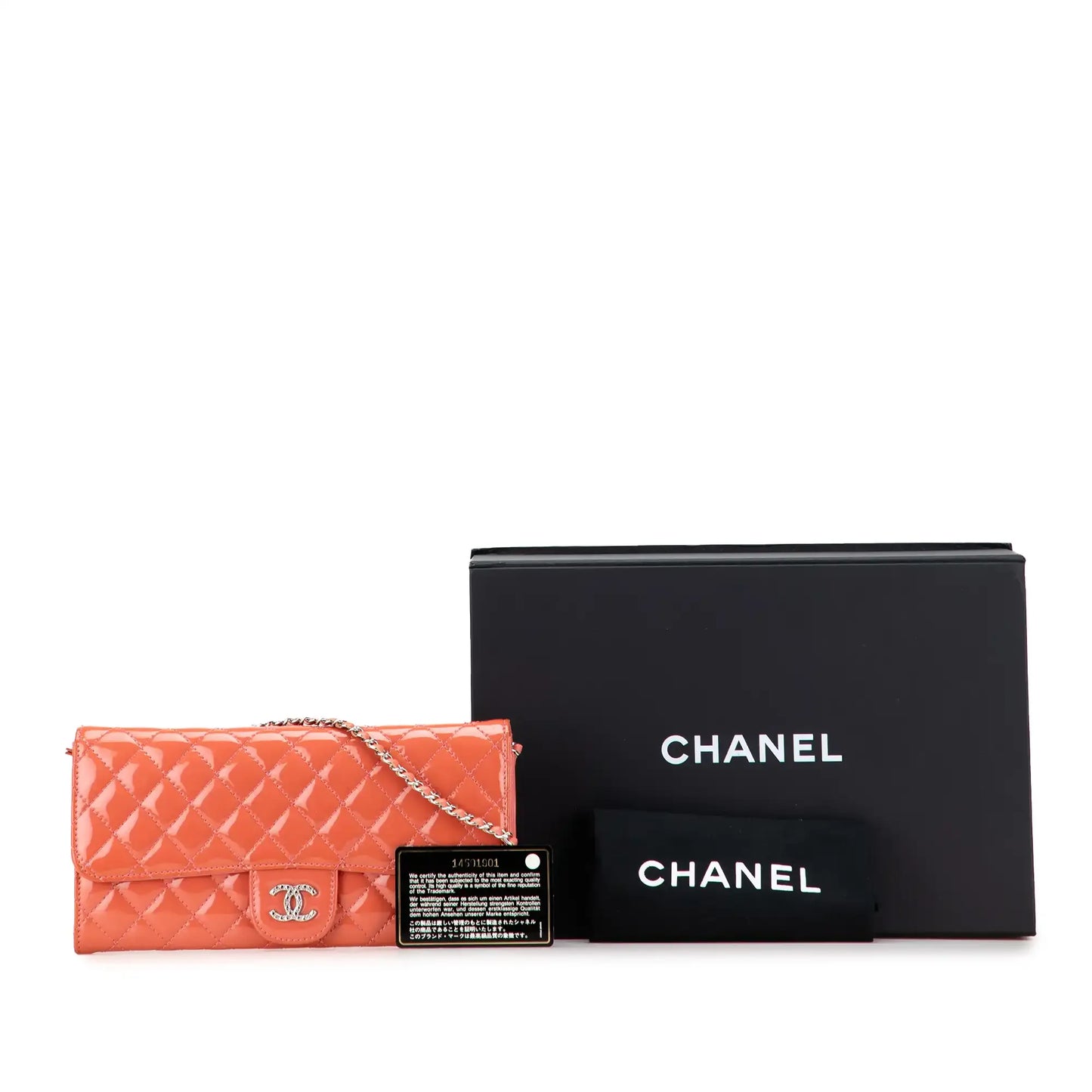 Chanel Quilted Patent Brilliant East West Wallet On Chain