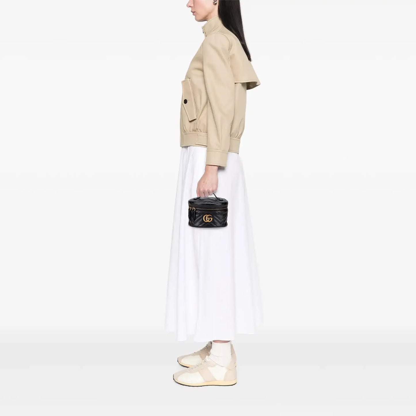 Gucci Mini GG Marmont Round Matelasse Leather Vanity Bag