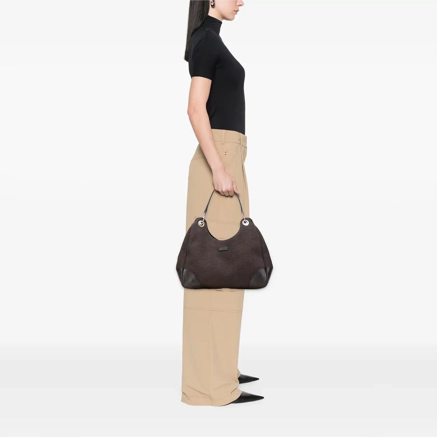 Gucci Guccissima Trimmed Canvas Shoulder Bag