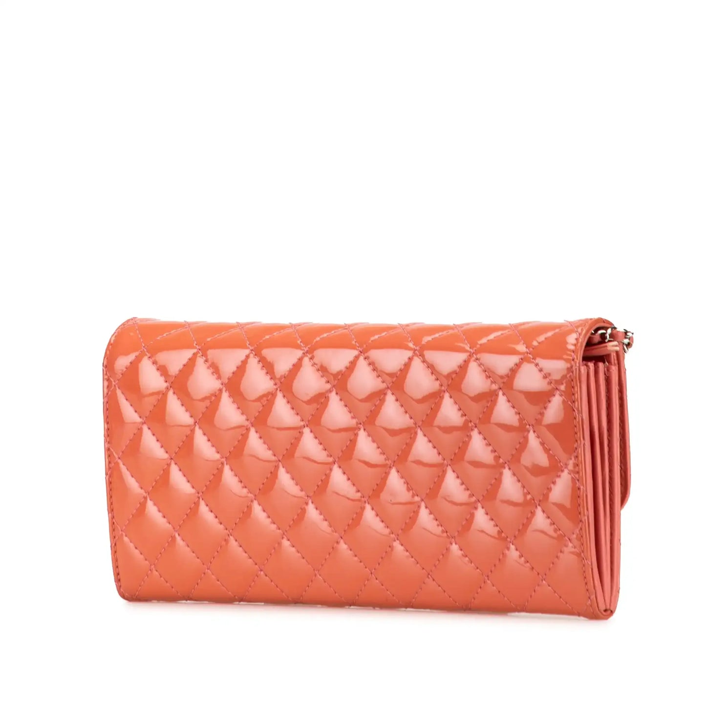 Chanel Quilted Patent Brilliant East West Wallet On Chain