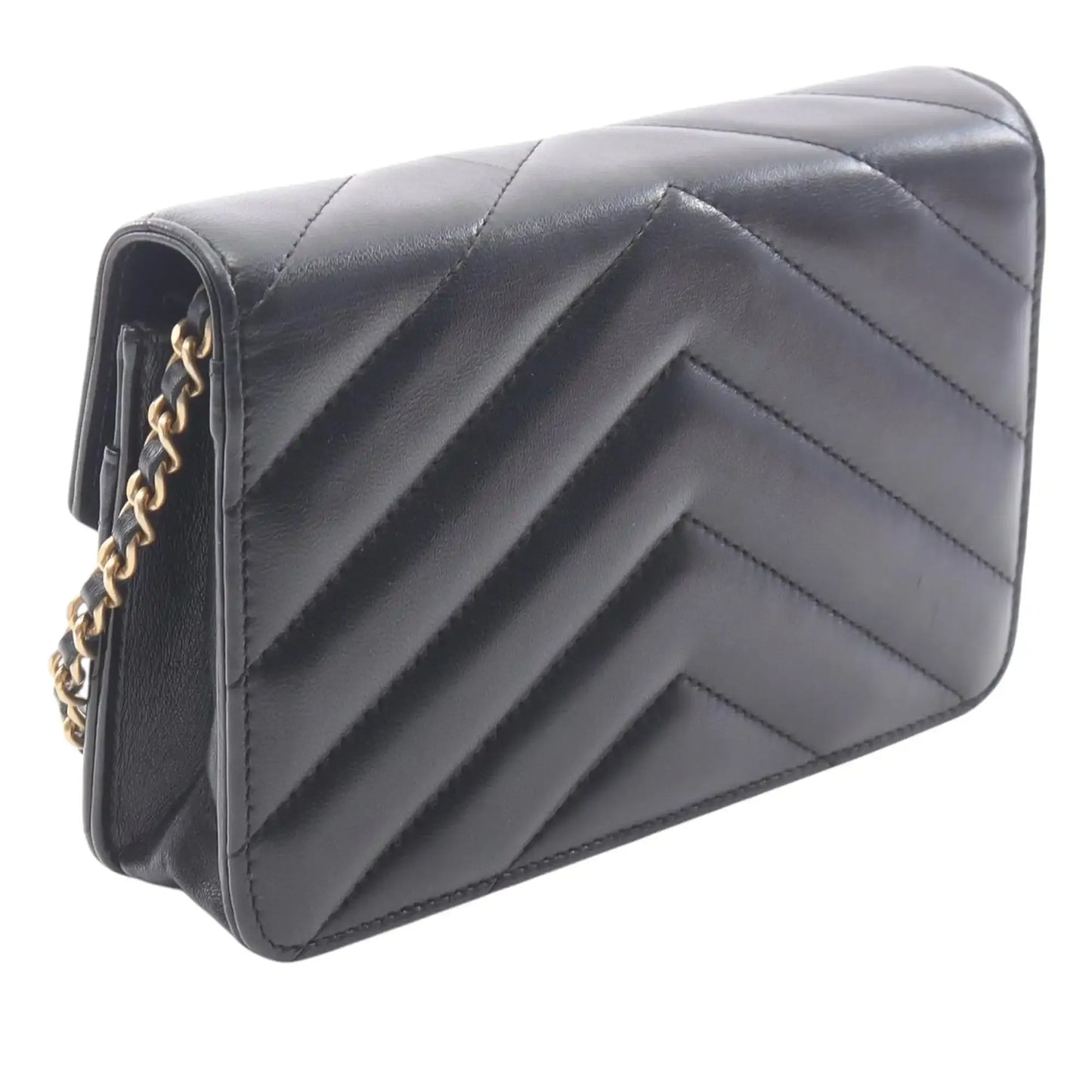 Chanel Chevron Lambskin Button Wallet On Chain