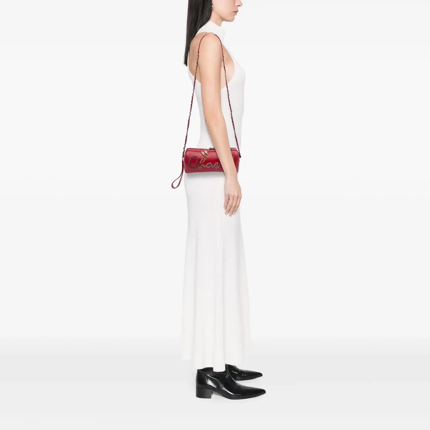 Chanel Calfskin Signature Chain Signe Bowling Bag