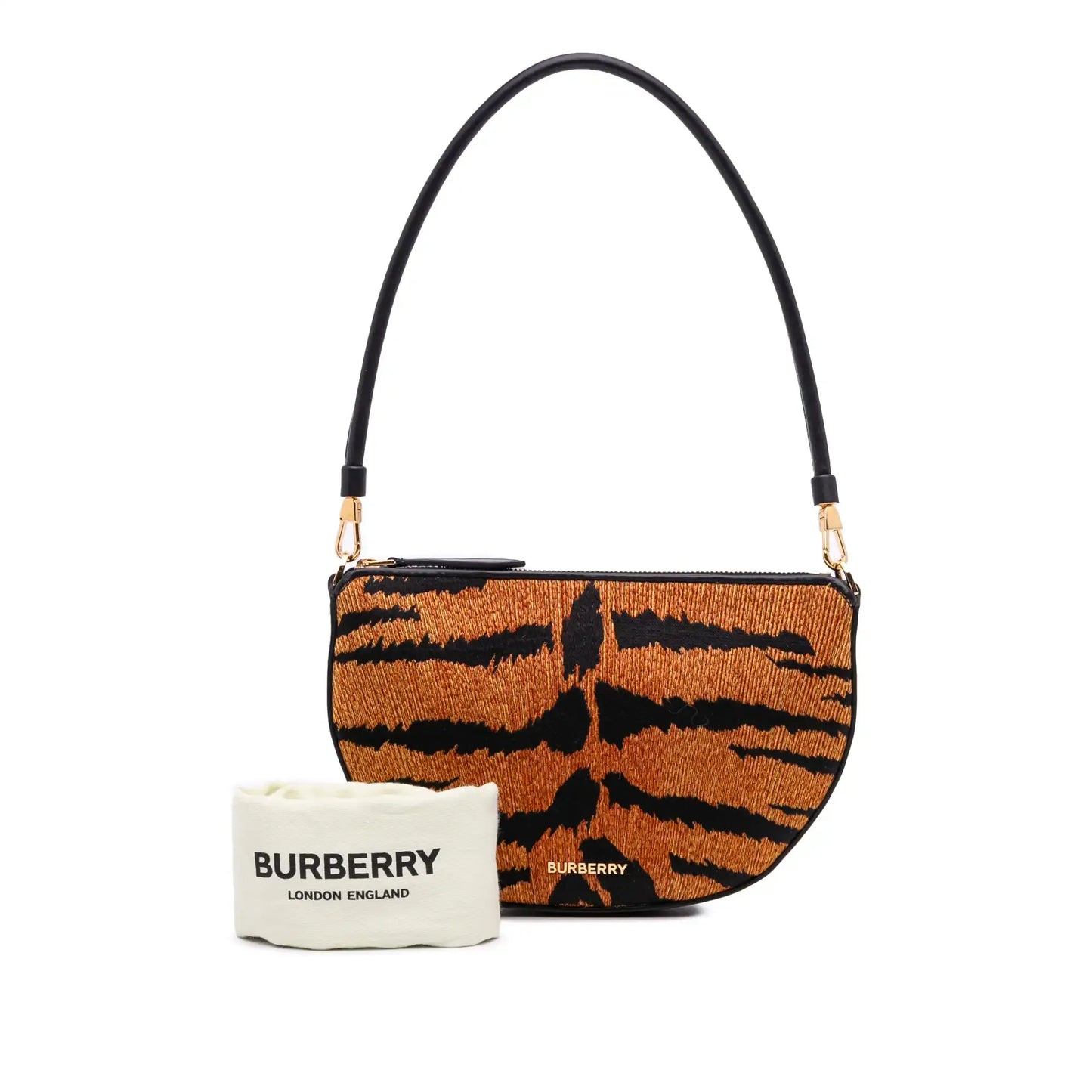 Burberry Mini Canvas Tiger Print Olympia Shoulder Bag