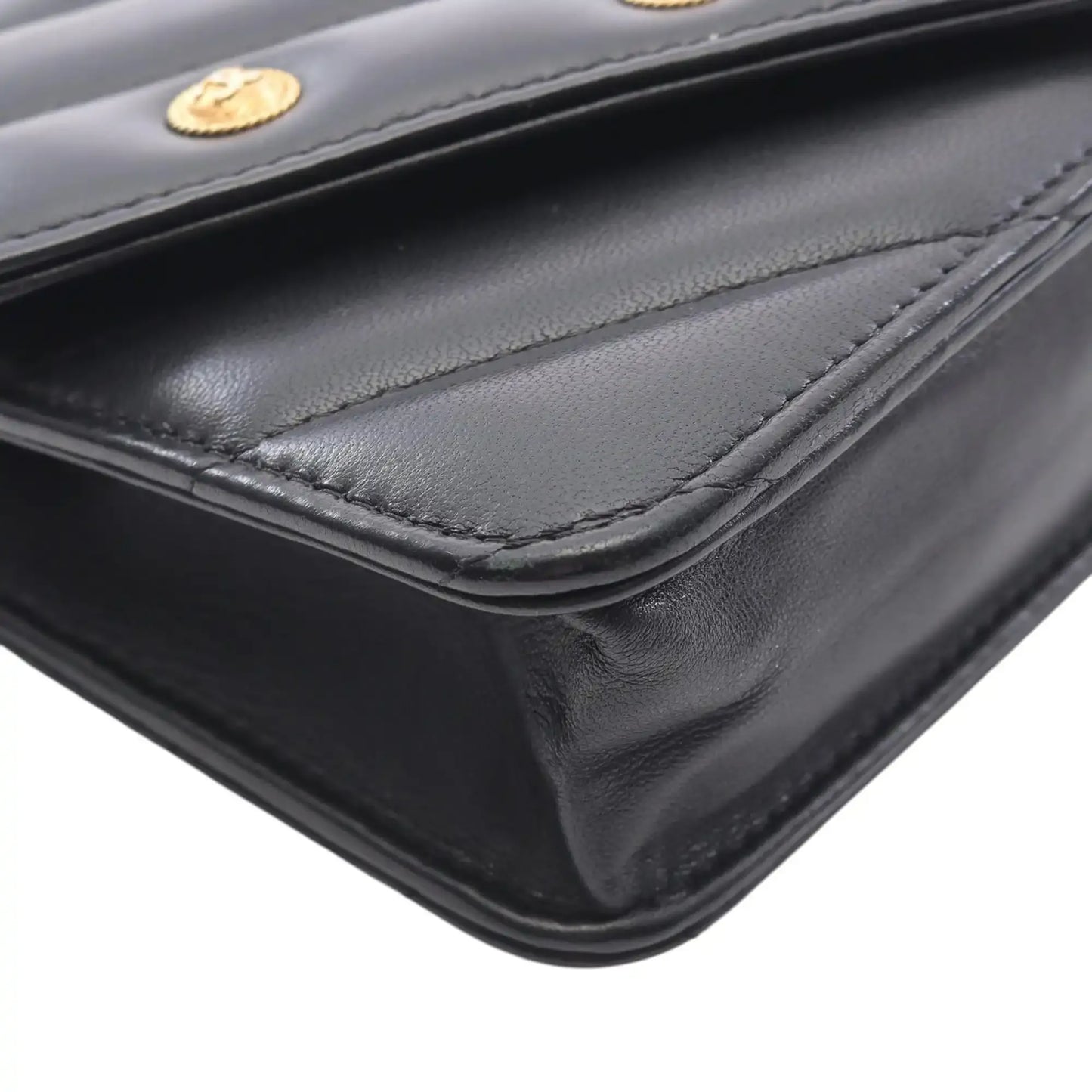 Chanel Chevron Lambskin Button Wallet On Chain