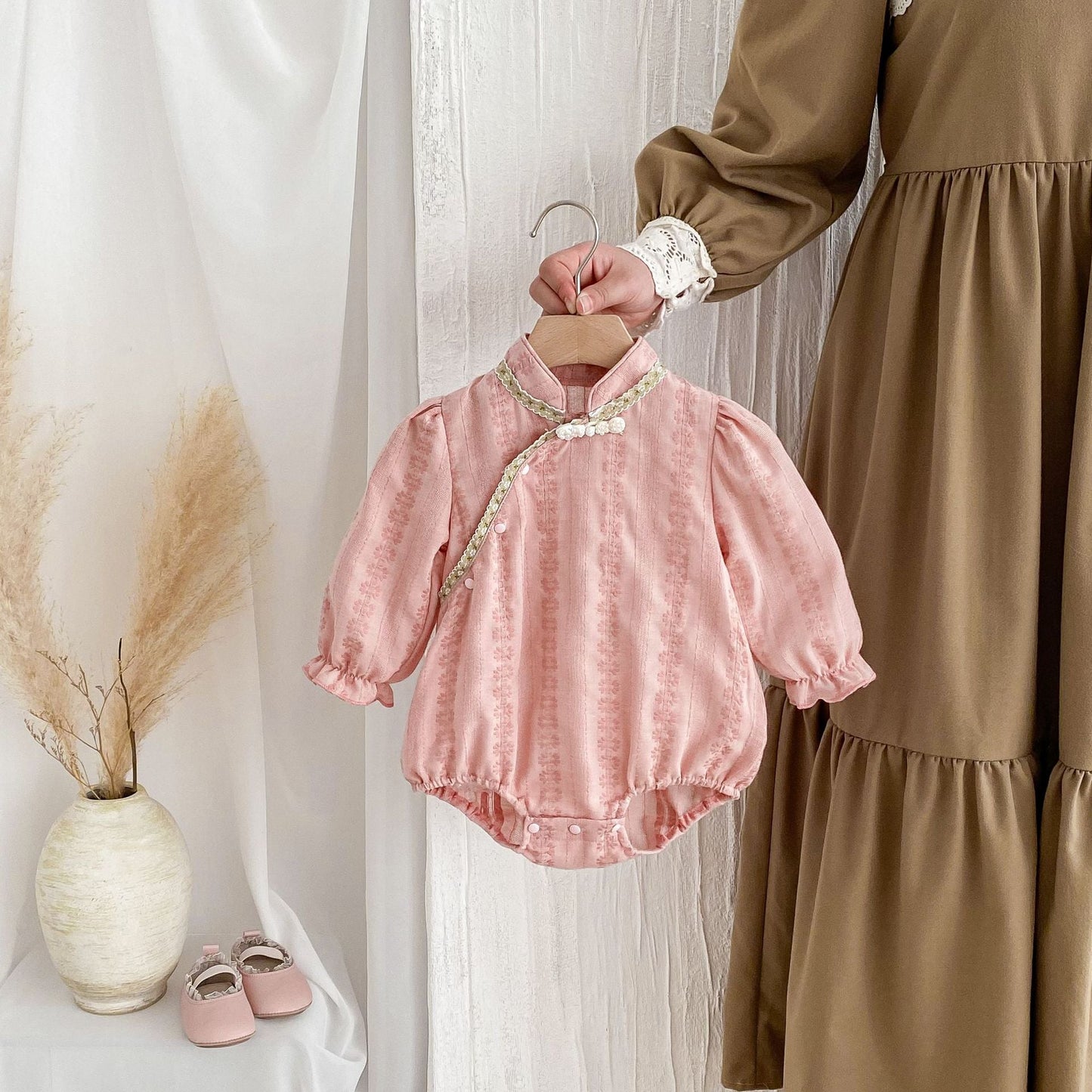 Autumn New Arrival Baby Girls Long Sleeves Floral Striped Pattern Onesies Bodysuits-4