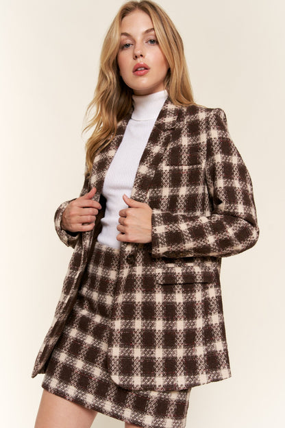 She Wears Glory “Rooted in Royalty” Plaid One-Button Blazer - She Wears Glory Beverly Hills