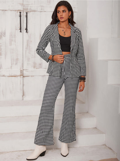 She Wears Glory “Discernment in Detail” Checkered Blazer & Slit Pants Set - She Wears Glory Beverly Hills