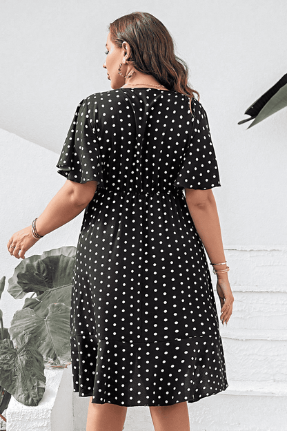 She Wears Glory™ “Grace in Motion” Polka Dot Flutter Sleeve Dress - She Wears Glory Beverly Hills