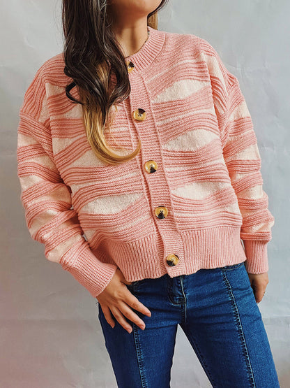 She Wears Glory™ Color Block Button Front Cardigan - She Wears Glory Beverly Hills