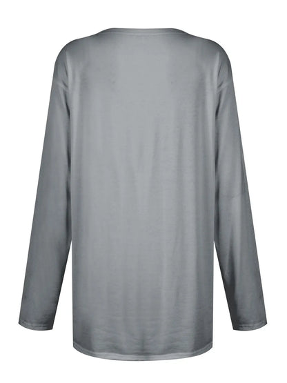 She Wears Glory™ Full Size Pocketed Round Neck Long Sleeve T-Shirt - She Wears Glory Beverly Hills
