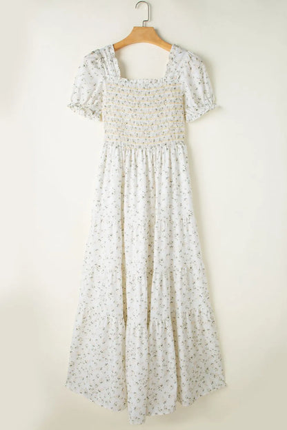 She Wears Glory™ Floral Puff Sleeve Maxi Dress – Blooming in Grace, Rooted in Reverence - She Wears Glory Beverly Hills