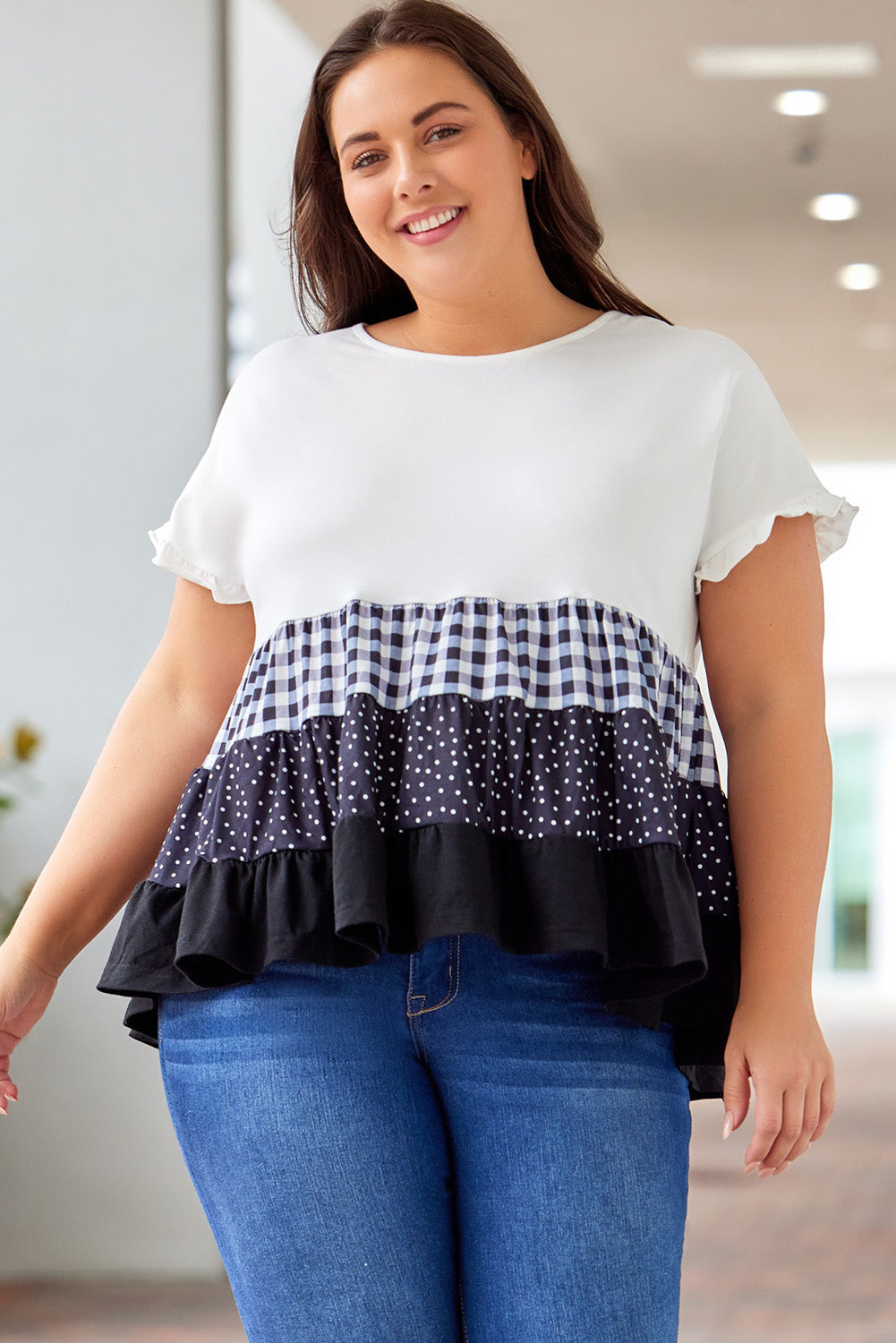 She Wears Glory™ – The Promise Plaid Tiered Blouse - She Wears Glory Beverly Hills