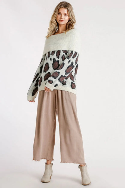 She Wears Glory™ Leopard Off-Shoulder Long Sleeve Sweater - She Wears Glory Beverly Hills
