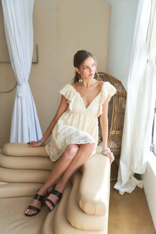 She Wears Glory™ Tie Back V-Neck Ruffle Sleeve Dress - She Wears Glory Beverly Hills