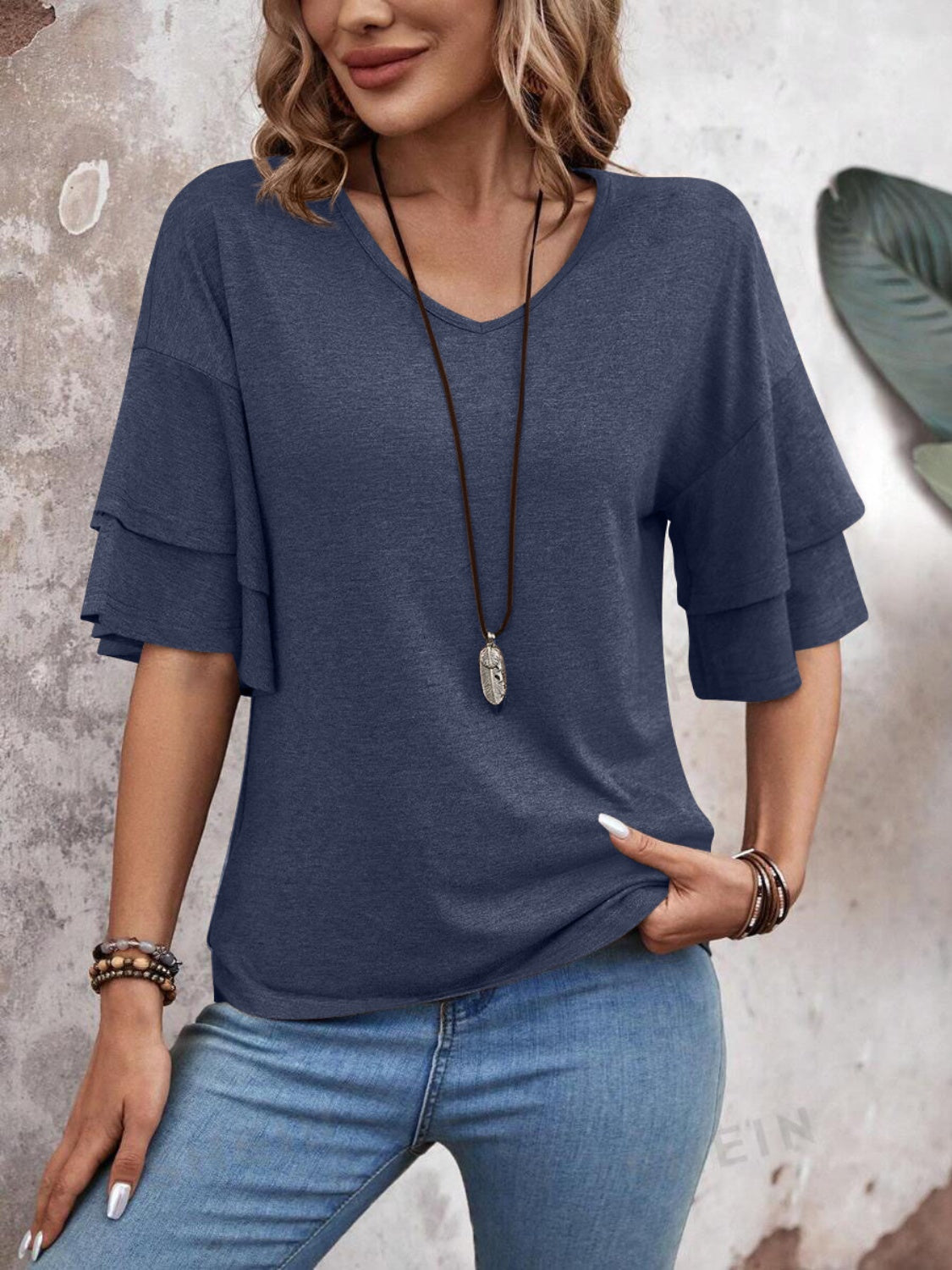 She Wears Glory™ — Chosen in Stillness V-Neck Blouse - She Wears Glory Beverly Hills