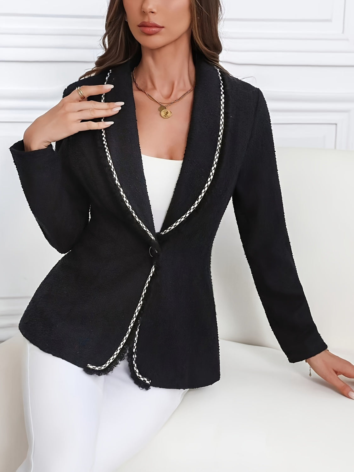 She Wears Glory “Cloaked in Confidence” Lapel Blazerr - She Wears Glory Beverly Hills