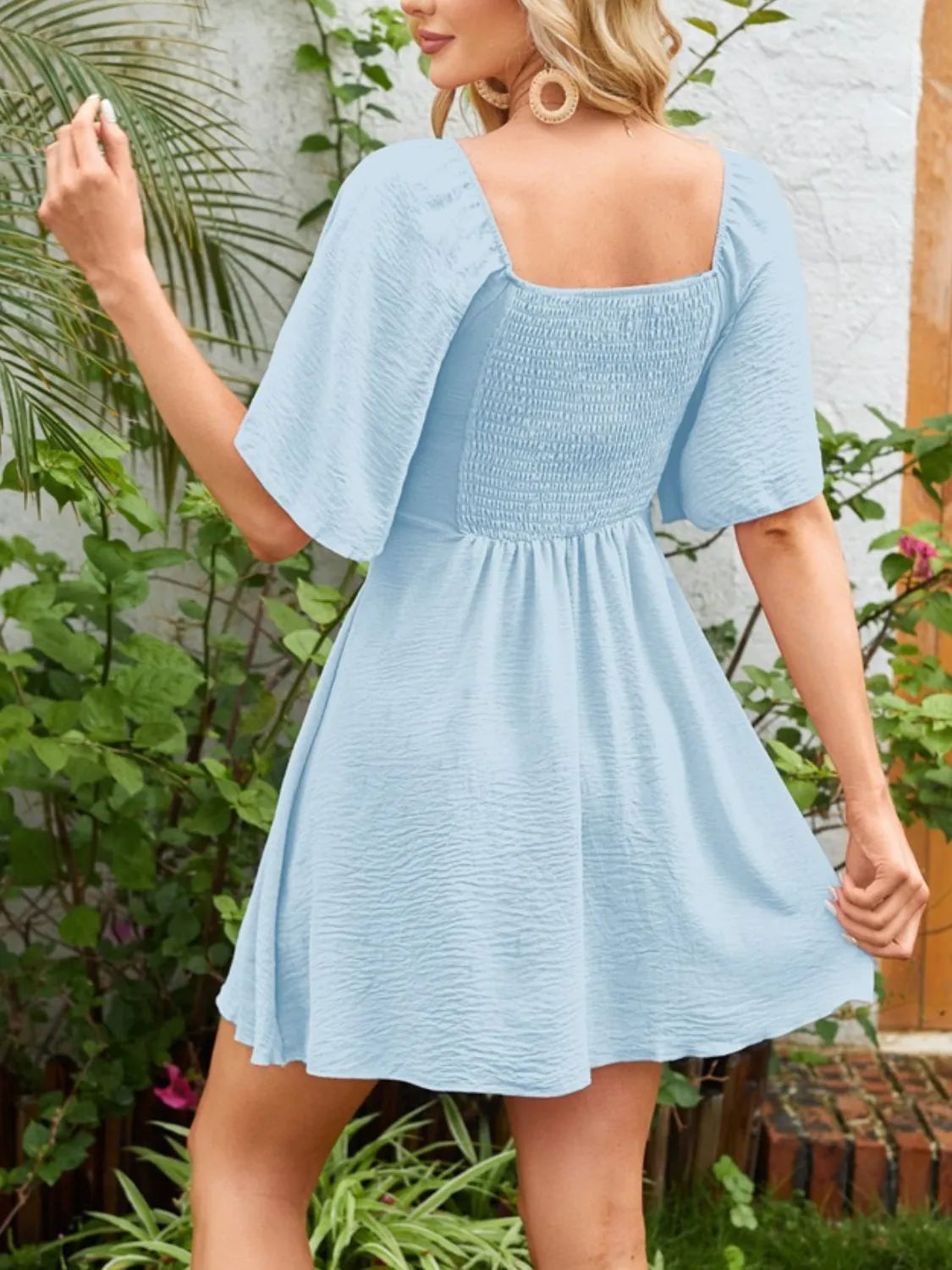 She Wears Glory™ Knotted Flutter Sleeve Dress – Soft to the Touch, Firm in the Faith - She Wears Glory Beverly Hills