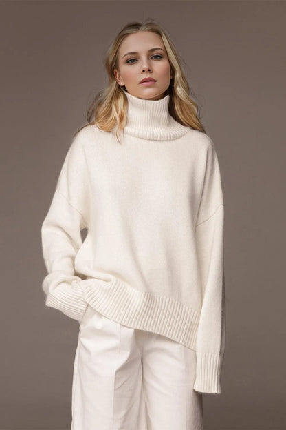 She Wears Glory™ Turtleneck Dropped Shoulder Long Sleeve Sweater - She Wears Glory Beverly Hills