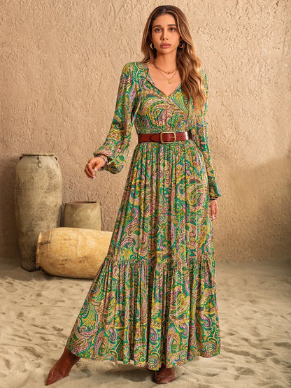 She Wears Glory “Esther Arising” Tie-Neck Long Sleeve Dress - She Wears Glory Beverly Hills