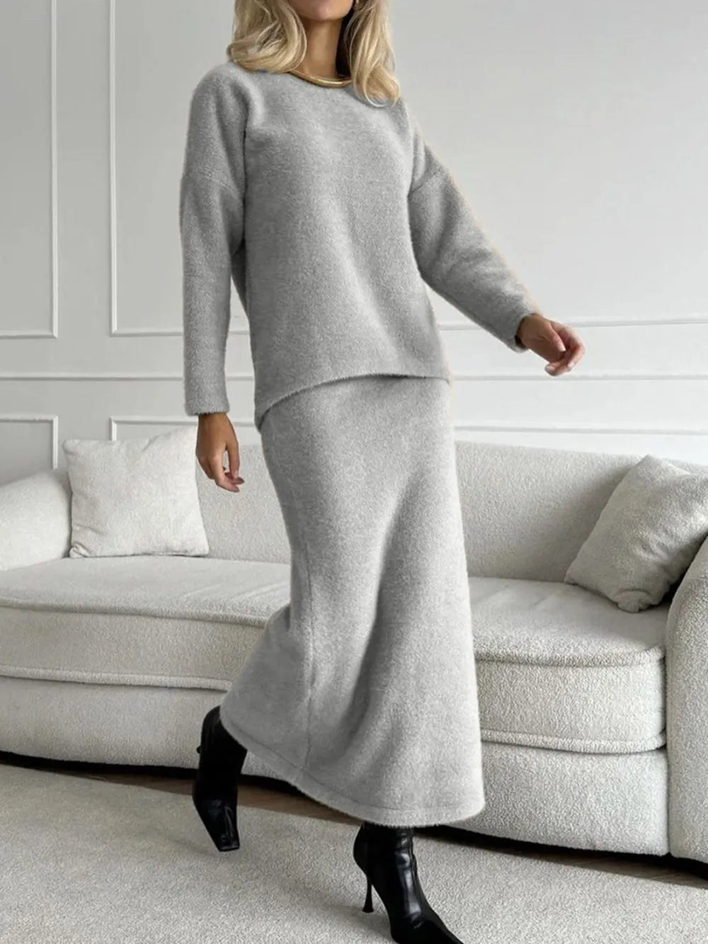 She Wears Glory™ Wrapped in Stillness Sweater Skirt Set - She Wears Glory Beverly Hills