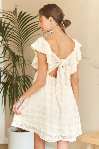 She Wears Glory™ Tie Back V-Neck Ruffle Sleeve Dress - She Wears Glory Beverly Hills