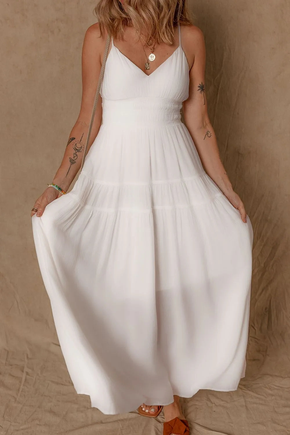 She Wears Glory™ High Waist Cami Dress – Light in Form, Rooted in Grace - She Wears Glory Beverly Hills