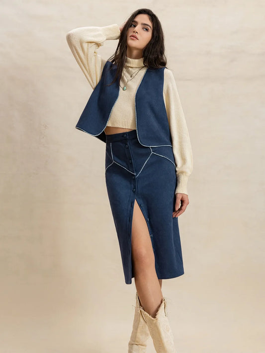 She Wears Glory™ Virtuous Authority Vest & Skirt Set - She Wears Glory Beverly Hills