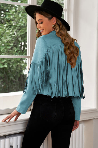 She Wears Glory “Set Apart” Fringe Trim Cropped Blazer - She Wears Glory Beverly Hills