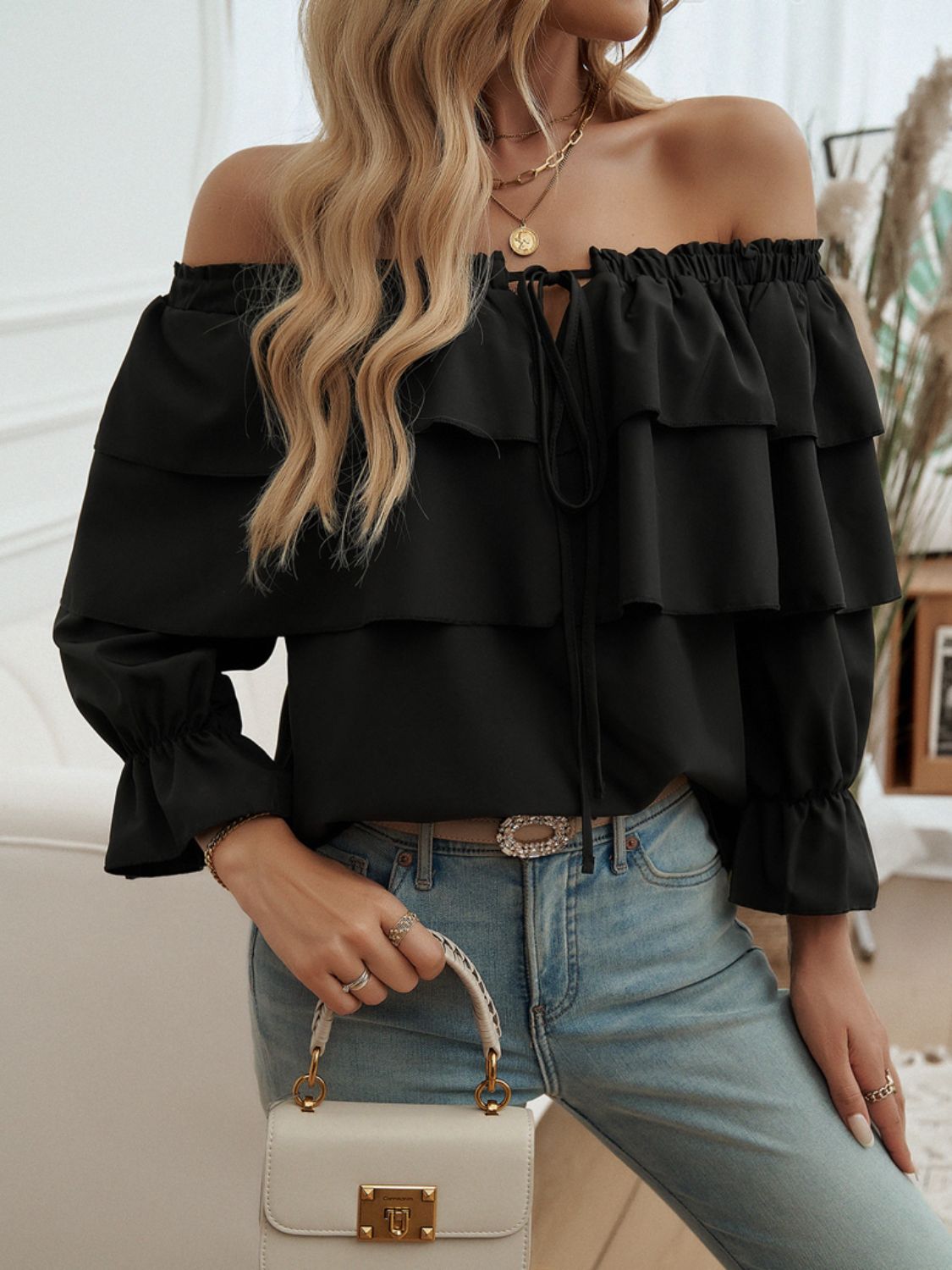She Wears Glory™ — Redeemed Radiance Off-Shoulder Blouse - She Wears Glory Beverly Hills