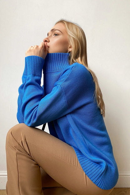She Wears Glory™ Turtleneck Dropped Shoulder Long Sleeve Sweater - She Wears Glory Beverly Hills