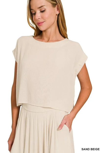 She Wears Glory™ – The Promise Set (Crinkle Gauze Crop Tee & Skirt Ensemble) - She Wears Glory Beverly Hills