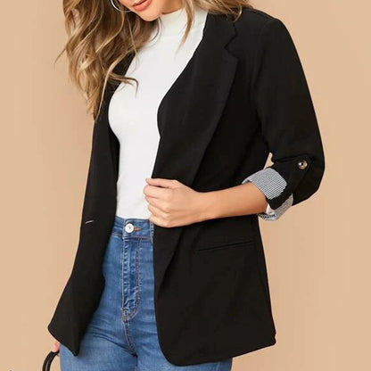 She Wears Glory “Walking in Wisdom” Roll-Tab Sleeve Blazer - She Wears Glory Beverly Hills