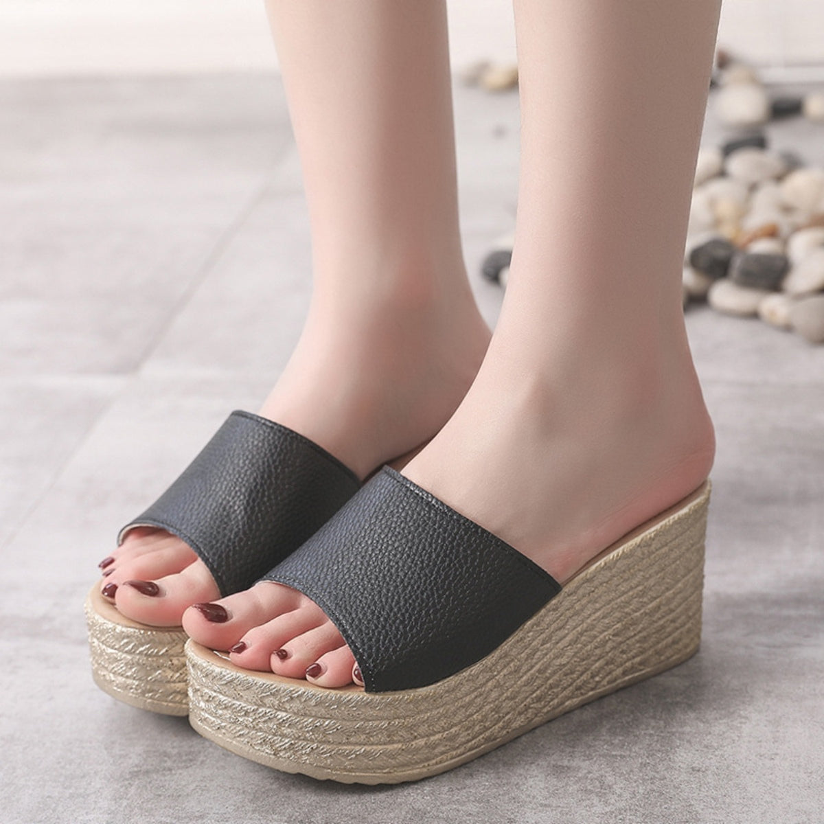 She Wears Glory™ — Ruth’s Revelation PU Leather Open Toe Sandals - She Wears Glory Beverly Hills