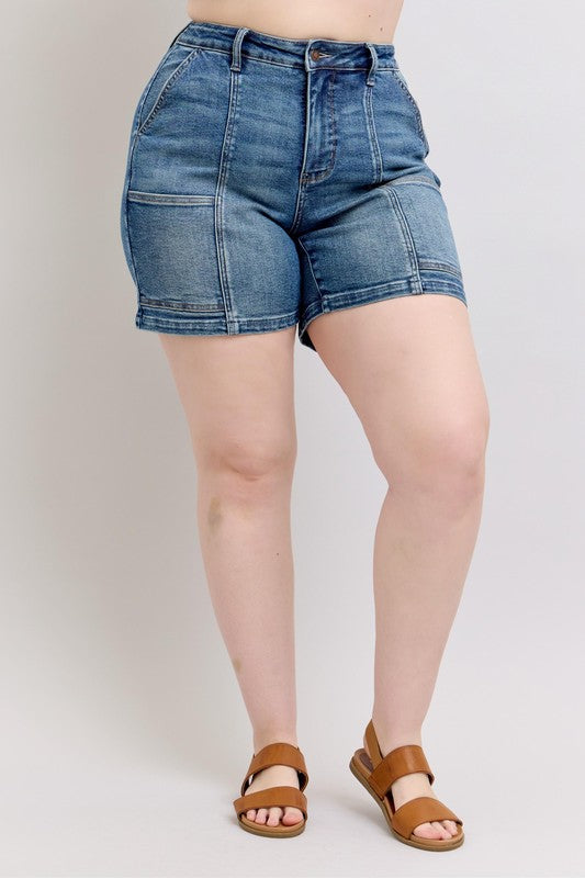 She Wears Glory™ “Sanctified Strength” High Rise Denim Shorts - She Wears Glory Beverly Hills