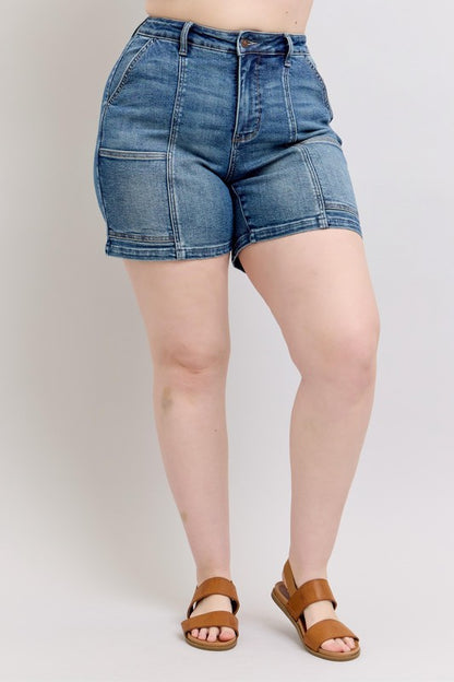 She Wears Glory™ “Sanctified Strength” High Rise Denim Shorts - She Wears Glory Beverly Hills
