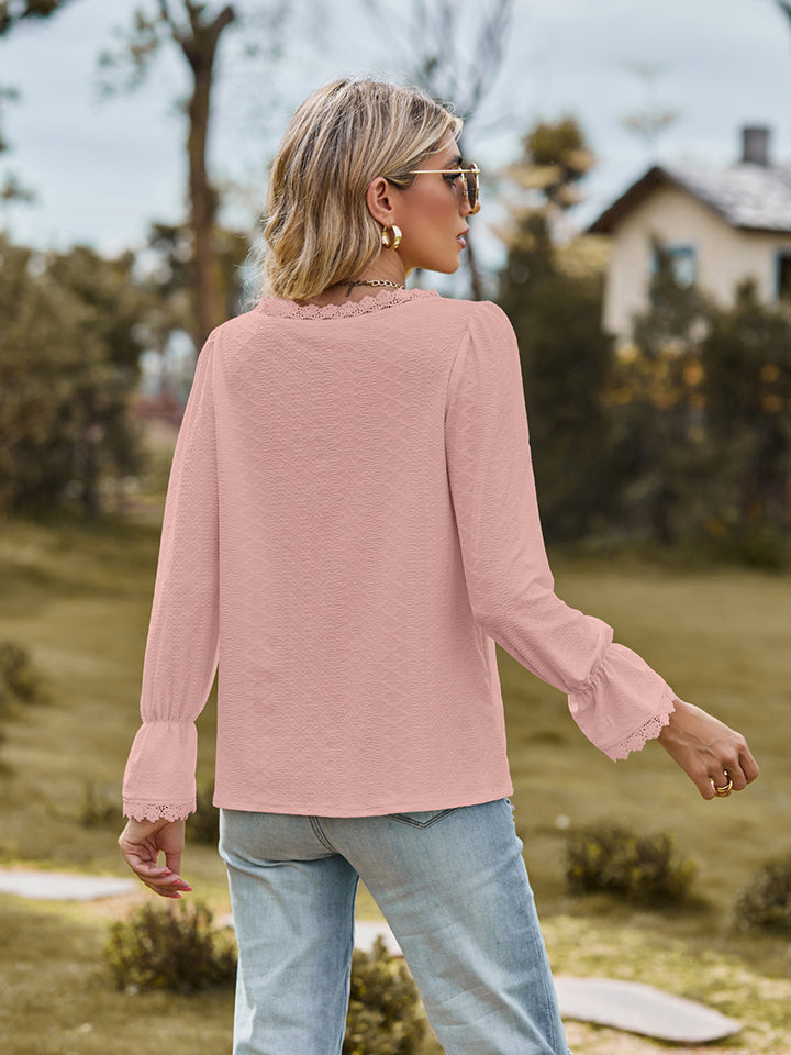She Wears Glory™ — Adorned in Honor Lace Flounce Blouse - She Wears Glory Beverly Hills