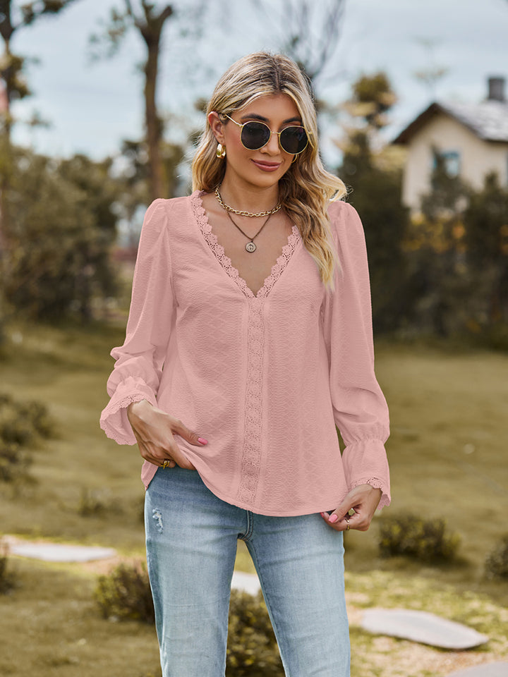 She Wears Glory™ — Adorned in Honor Lace Flounce Blouse - She Wears Glory Beverly Hills