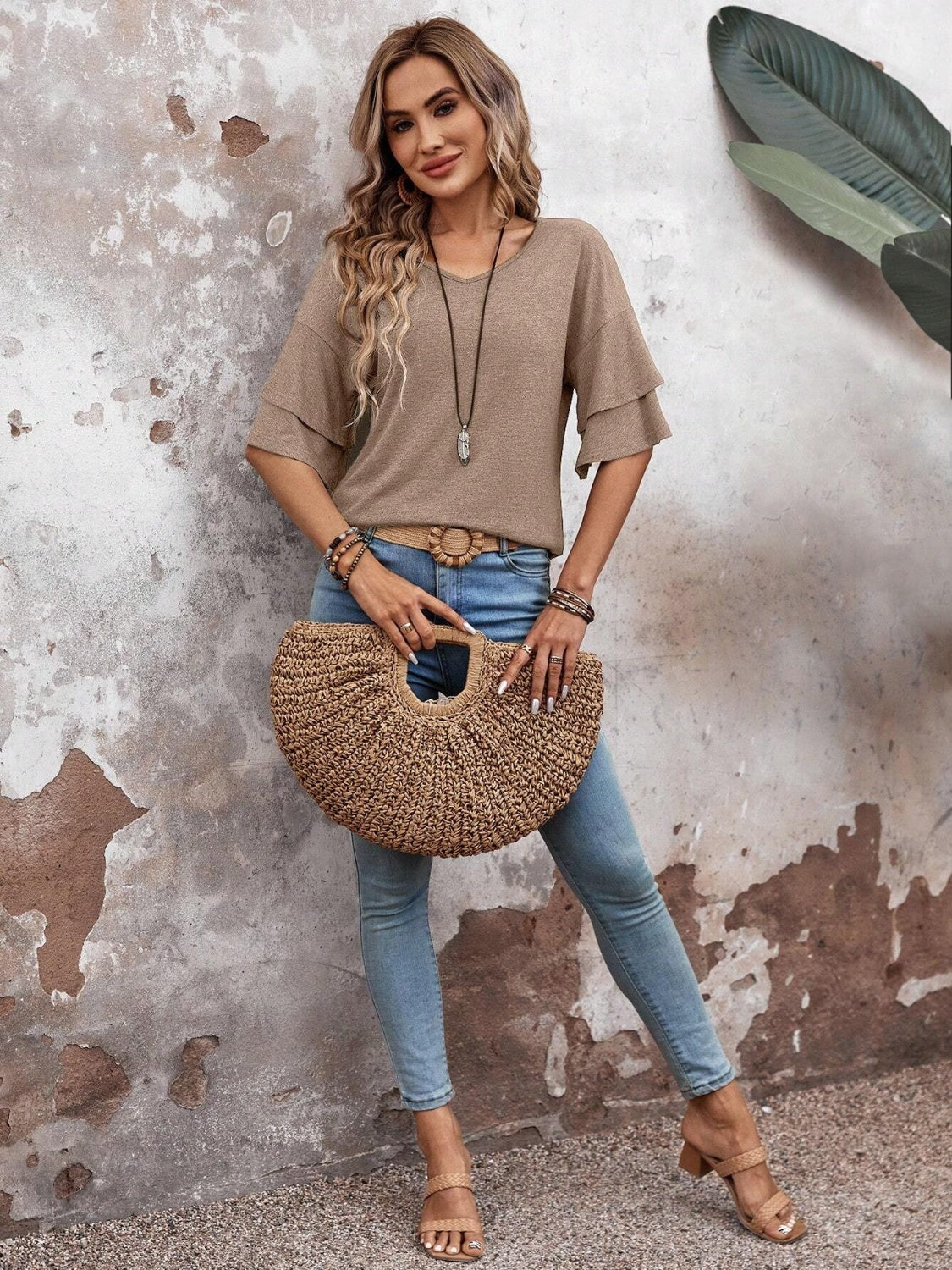 She Wears Glory™ — Chosen in Stillness V-Neck Blouse - She Wears Glory Beverly Hills