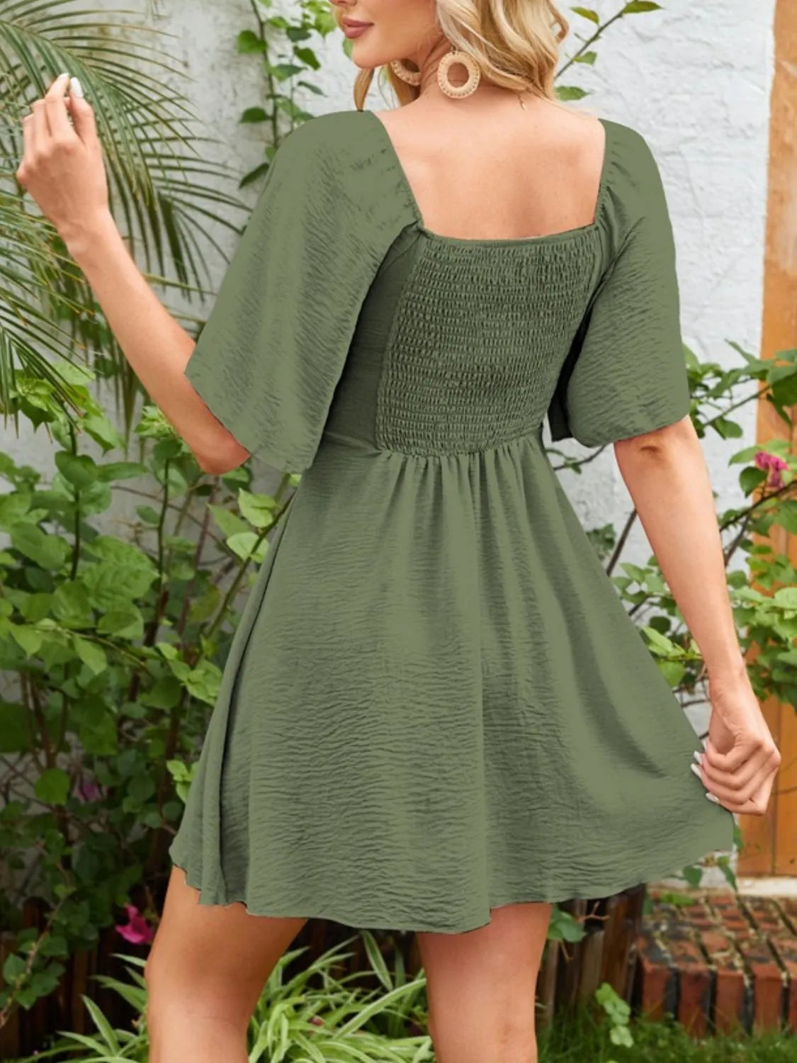 She Wears Glory™ Knotted Flutter Sleeve Dress – Soft to the Touch, Firm in the Faith - She Wears Glory Beverly Hills