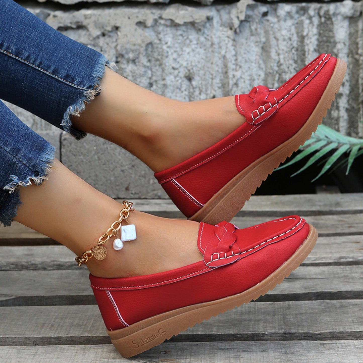 She Wears Glory™ — Divine Weave Wedge Heeled Loafers - She Wears Glory Beverly Hills