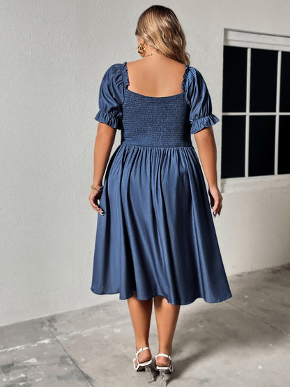 She Wears Glory™ “Heavenly Radiance” Honey Plus Size Ruched Sweetheart Neck Dress - She Wears Glory Beverly Hills