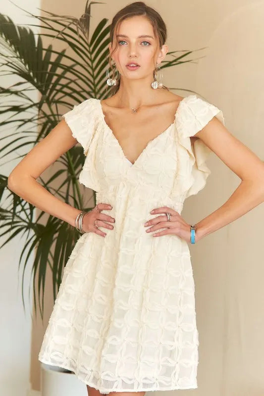 She Wears Glory™ Tie Back V-Neck Ruffle Sleeve Dress - She Wears Glory Beverly Hills