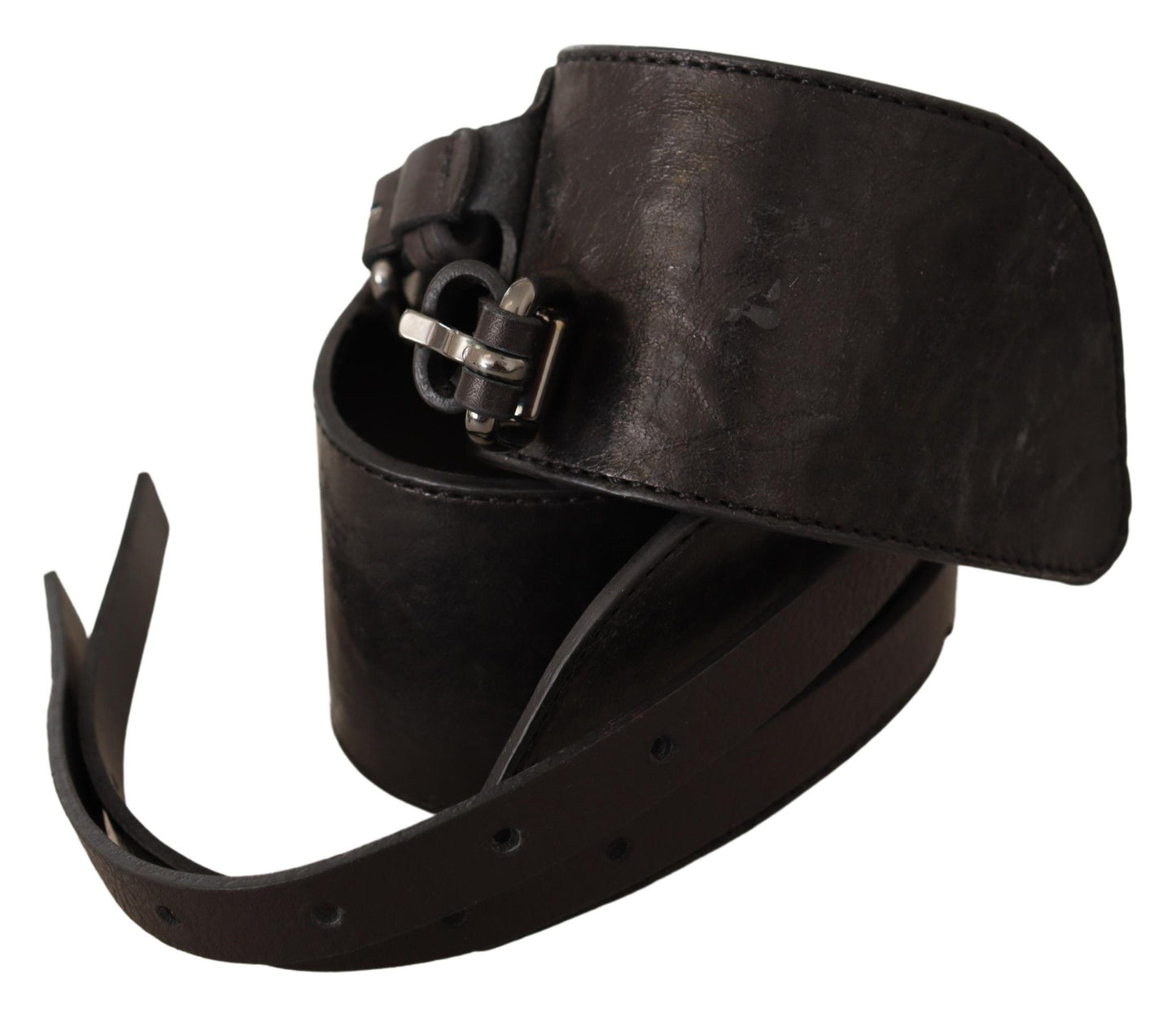 Costume National Dark Brown Leather Double Buckle Belt