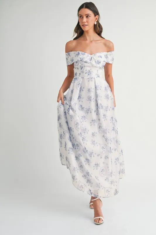 She Wears Glory Floral Printed Off Shoulder Maxi Dress - She Wears Glory Beverly Hills