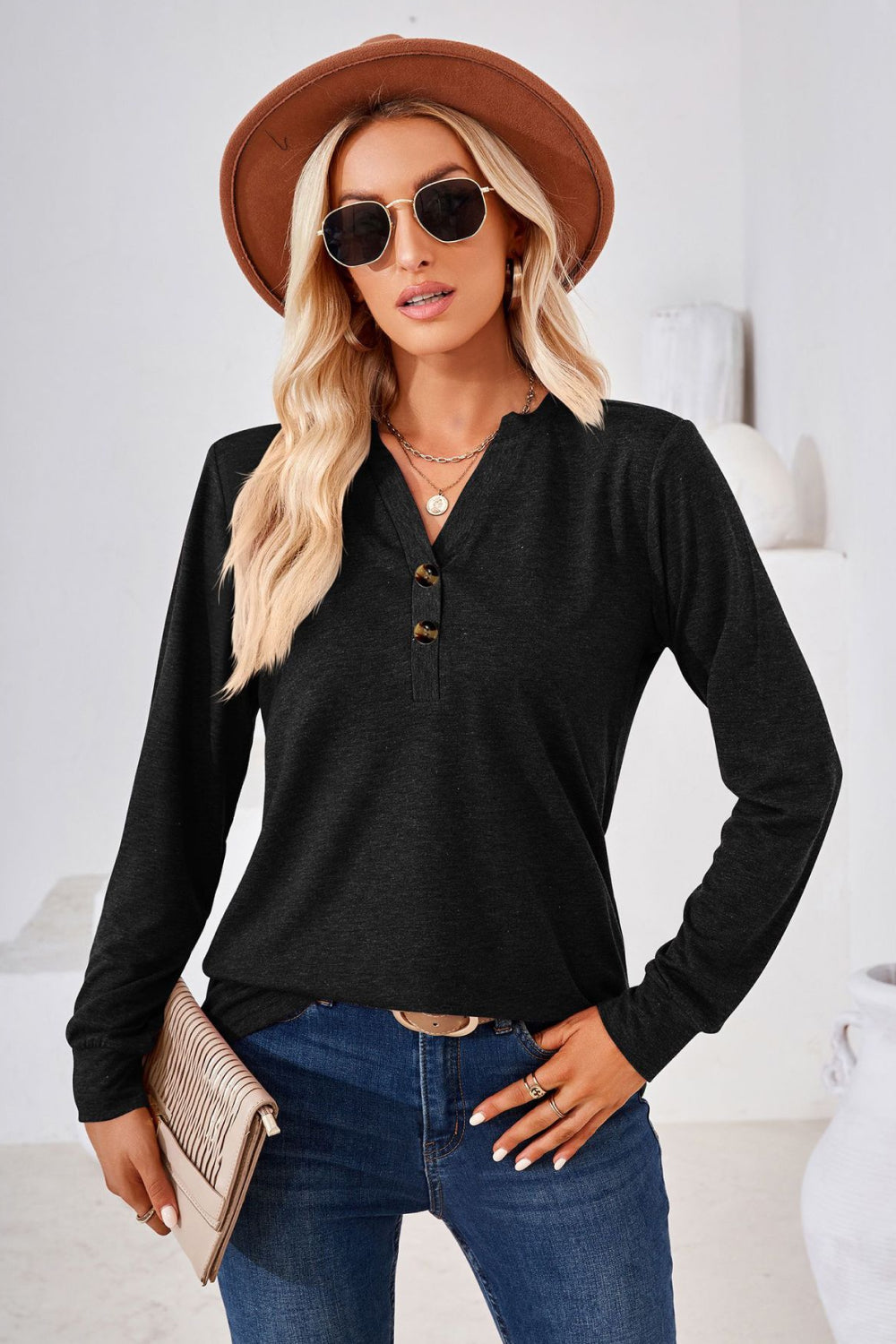 She Wears Glory™ — Called to Grace Buttoned Blouse - She Wears Glory Beverly Hills