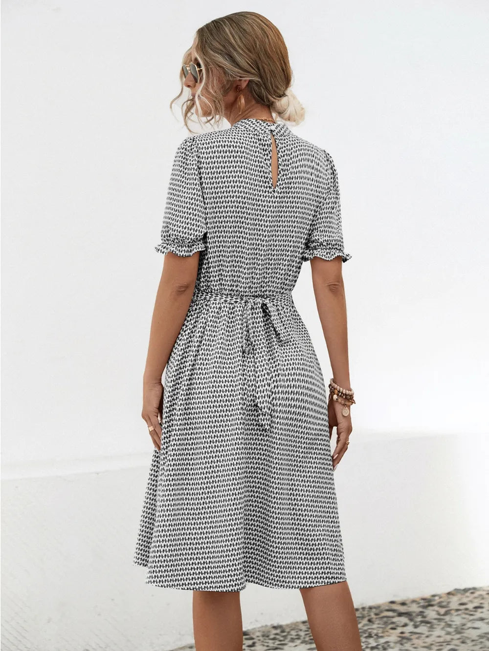 She Wears Glory “Hadassah” Mock Neck Flounce Sleeve Dress - She Wears Glory Beverly Hills