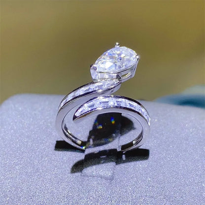 She Wears Glory™ Divine Radiance Moissanite Bypass Ring - She Wears Glory Beverly Hills