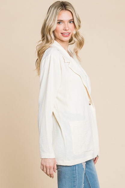 She Wears Glory “Appointed for Influence” One-Button Long Sleeve Blazer with Pockets - She Wears Glory Beverly Hills