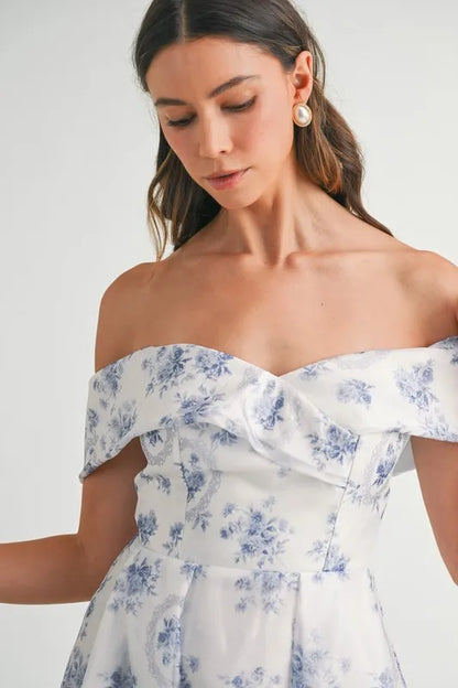 She Wears Glory Floral Printed Off Shoulder Maxi Dress - She Wears Glory Beverly Hills